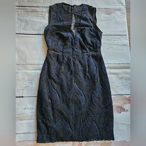 Women's Black and Blue Sleeveless Midi Dress Size 4